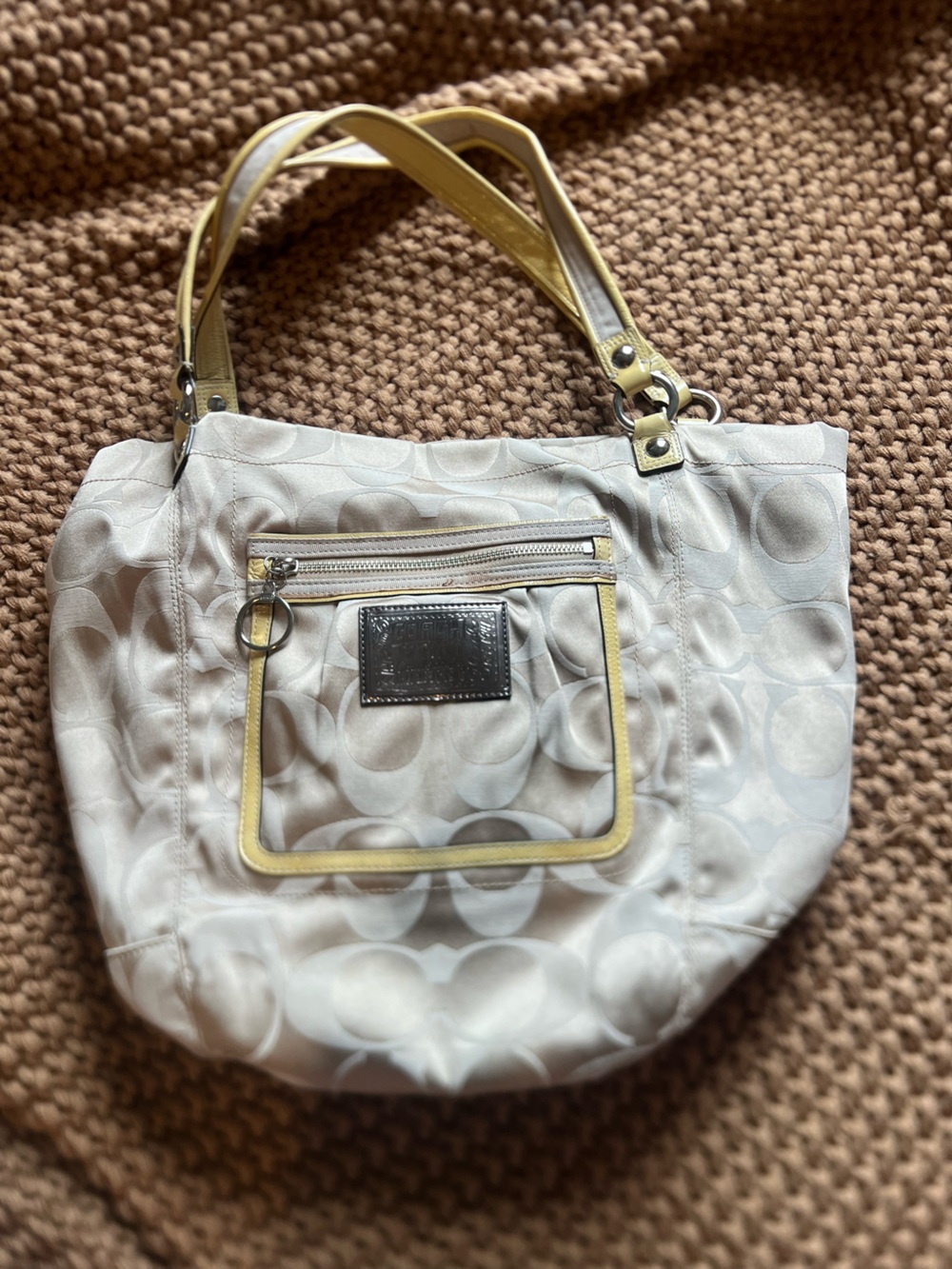 Y2K Vintage Women's Coach Poppy Bag with Yellow Trim